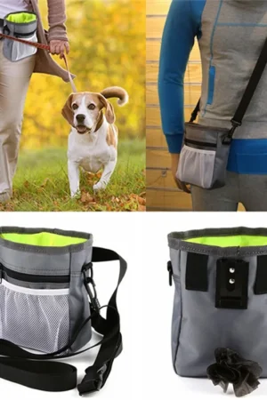 Sac de friandises pour chien – Pochette de dressage multifonction, portée à la taille ou en bandoulière, idéale pour les promenades