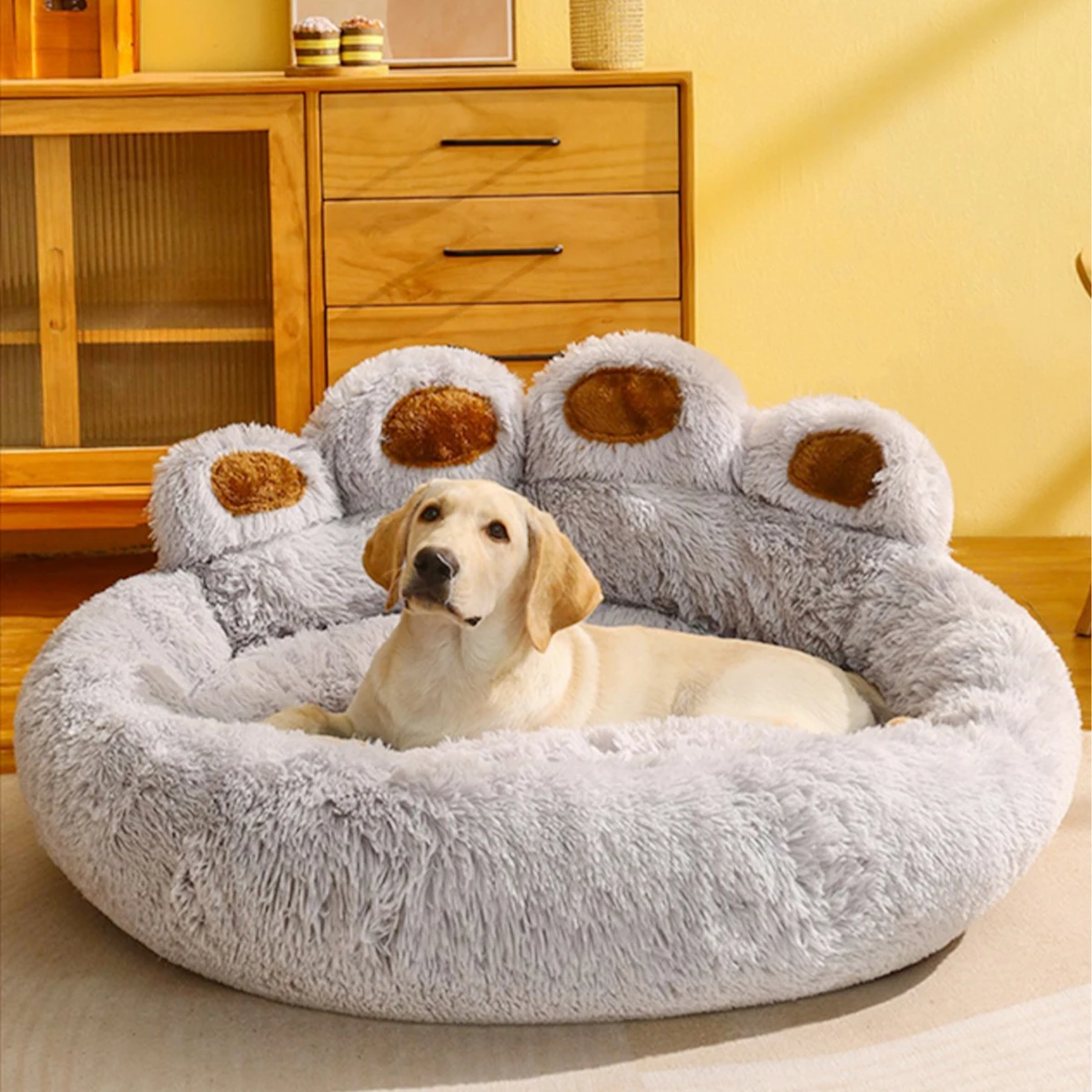 Panier moelleux en peluche pour chien et chat – Grand coussin doux et confortable, idéal pour un sommeil réparateur – Image 7